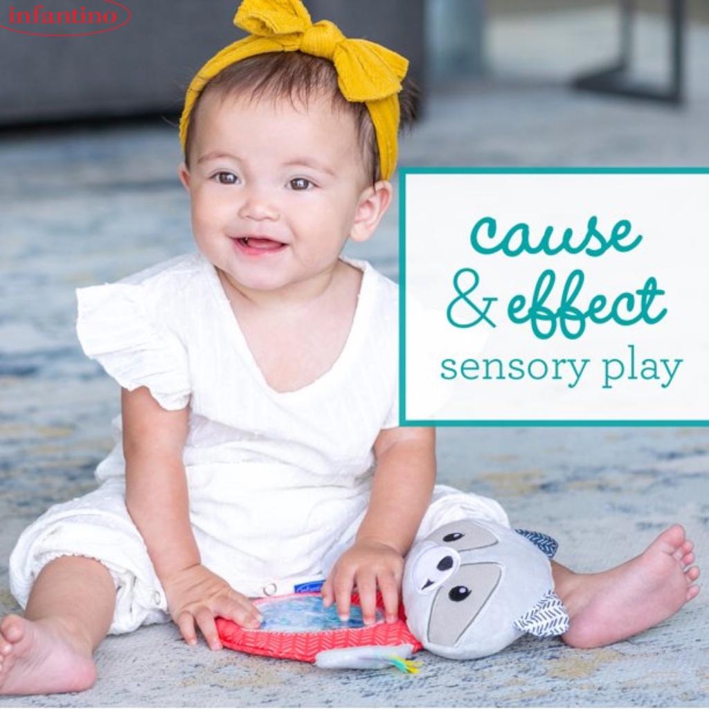 Đồ chơi hình gấu INFANTINO Seek Squish Sensory Pal, kích thích giác quan an toàn cho bé