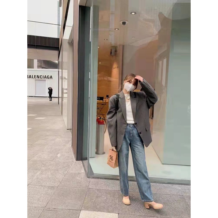 Giày Da Cao Gót Mũi Tròn Phong Cách Retro Cho Nữ