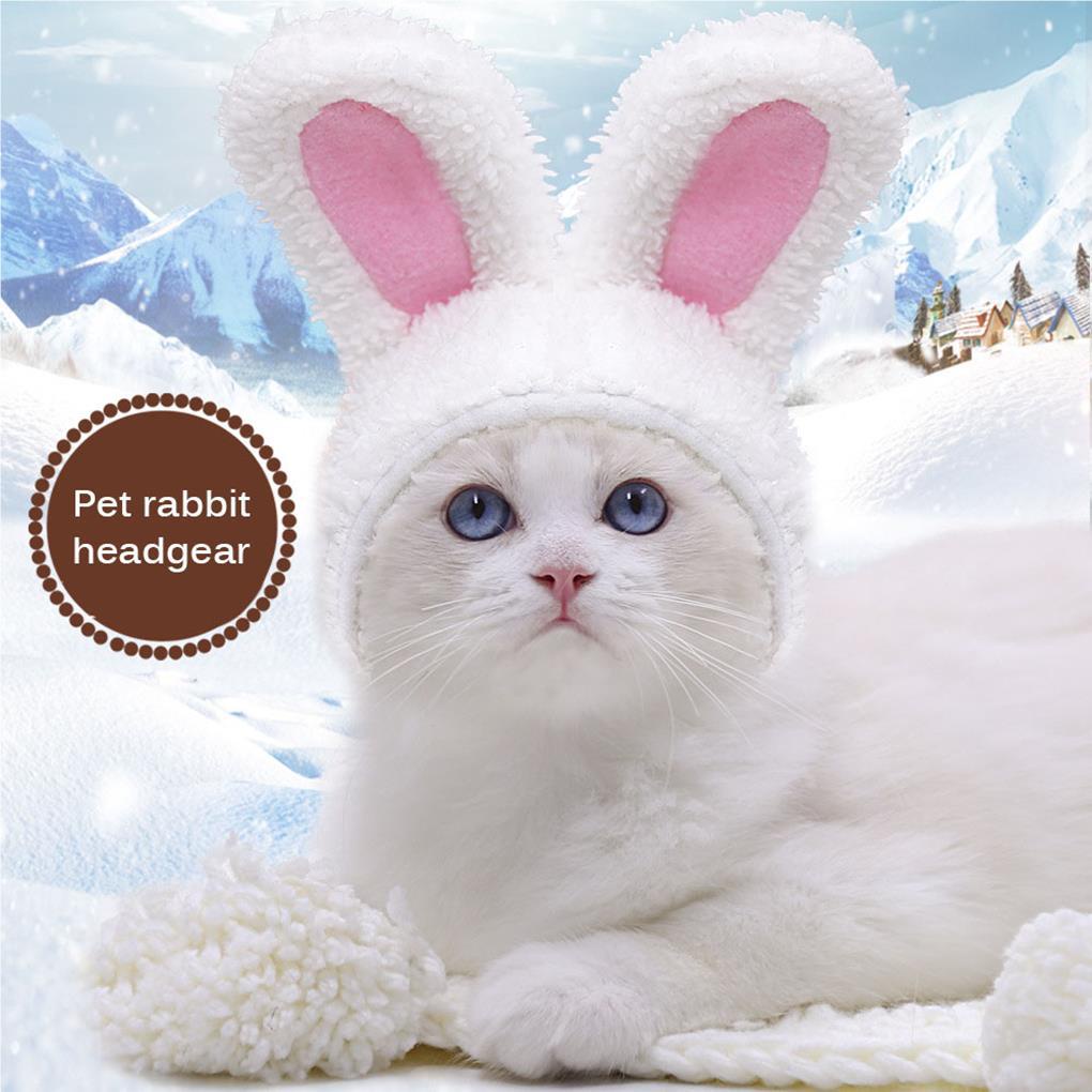 Băng Đô Tai Thỏ Trắng Bằng Vải Cotton Dễ Thương Giữ Ấm Thoải Mái Có Thể Điều Chỉnh