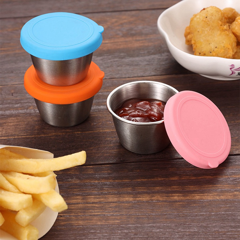 Bộ 6 Tô Lắc Làm Bánh Mì Bằng Thép Không Gỉ Nhiều Màu Sắc Có Nắp Chống Trượt