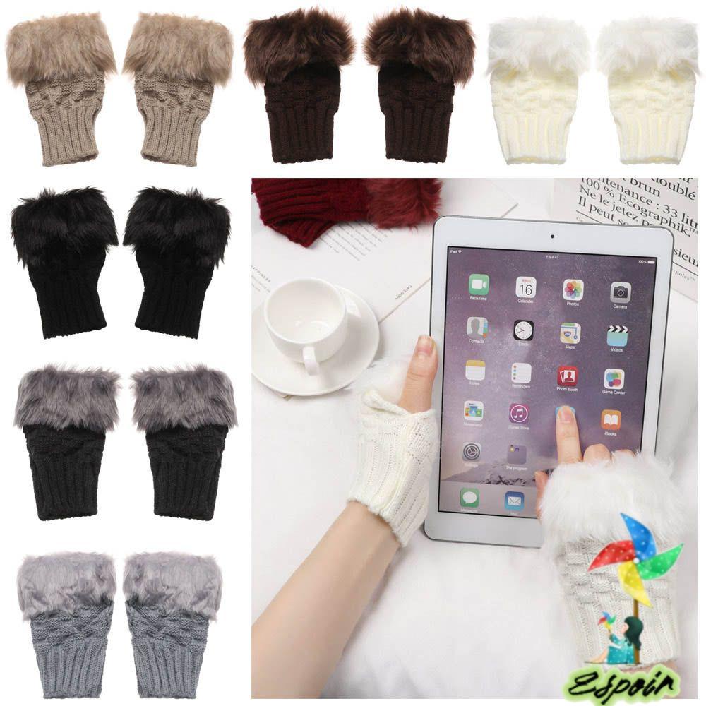 ESPO Găng Tay Hở Ngón Lông Thỏ Nhân Tạo Thời Trang