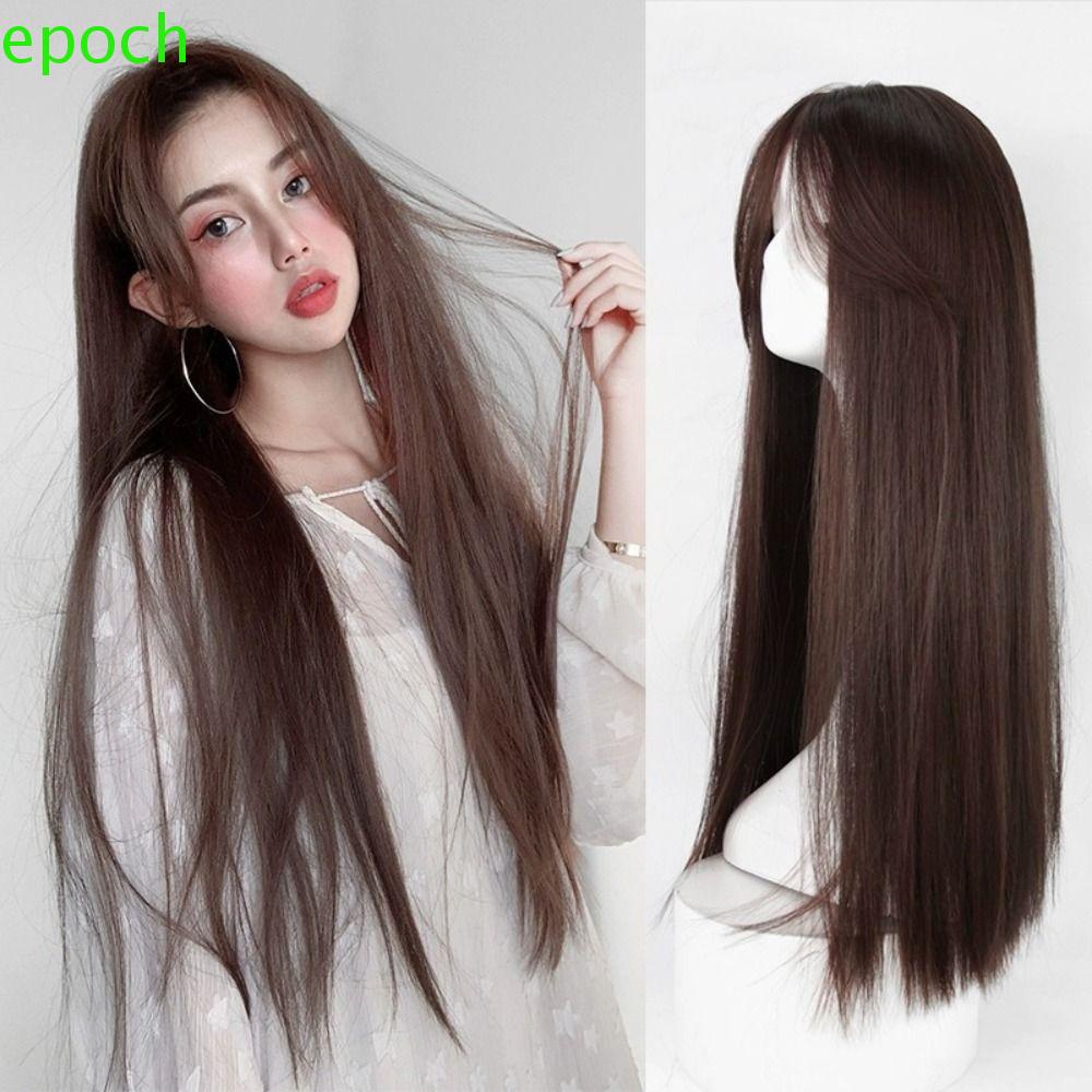 EPOCH Tóc Giả Thẳng Dài Màu Nâu Tự Nhiên Cách Nhiệt Thời Trang Cho Nữ