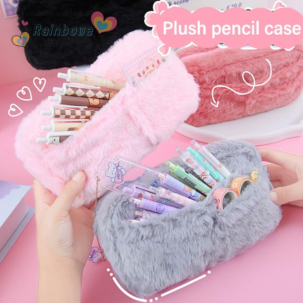 RAINBOW Túi Đựng Bút Chì / Mỹ Phẩm Bằng Vải Mềm Sức Chứa Lớn Tiện Dụng