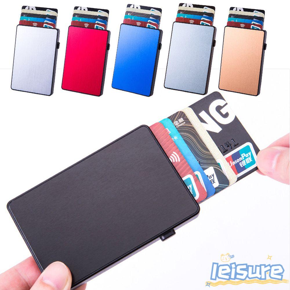 LEISURE Ví Nam Đựng Thẻ Tự Động Bật Lên Siêu Mỏng Chống Trộm RFID