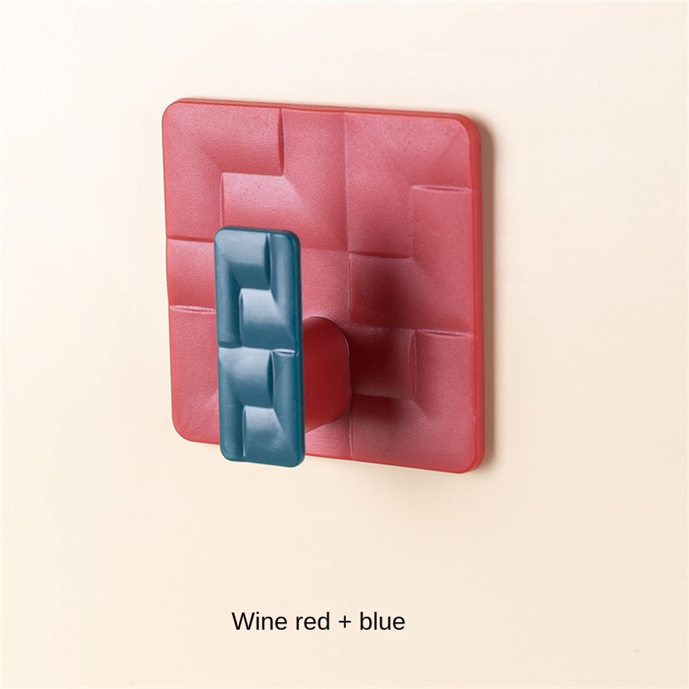 Móc 2 Cái Vuông Màu Sắc Tương Phản Móc Treo Tường Không Dấu Vết Móc Dán Sáng Tạo Cửa Nhà Bếp Móc Lưu Trữ Phía Sau Phòng Tắm Không Cần Đinh VN
