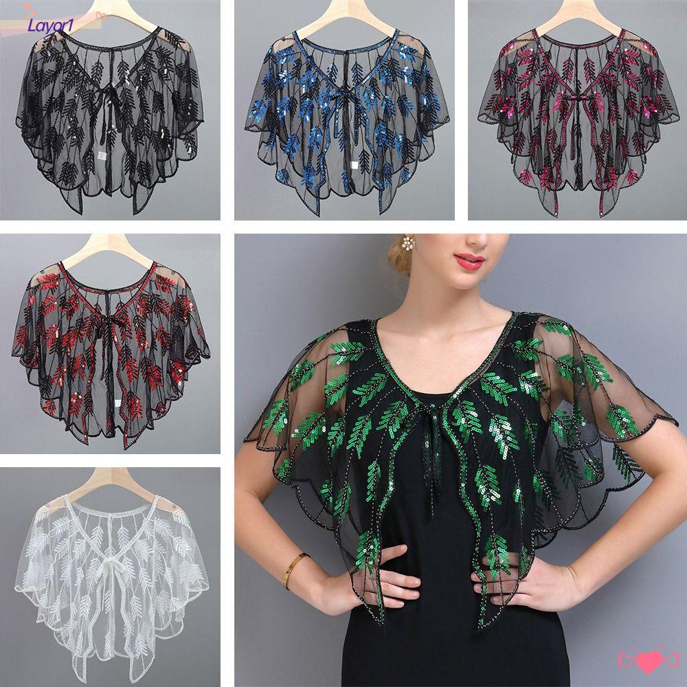 LAYOR1 Khăn Choàng Đính Kim Sa Phối Tua Rua Thời Trang Cho Nữ