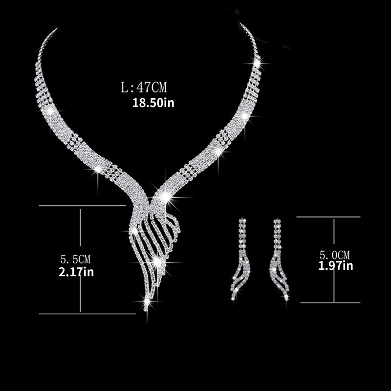 Ygt Set Vòng cổ Và Bông Tai Dài Đính Đá Lấp Lánh Trang Nhã Dành Cho Cô Dâu
