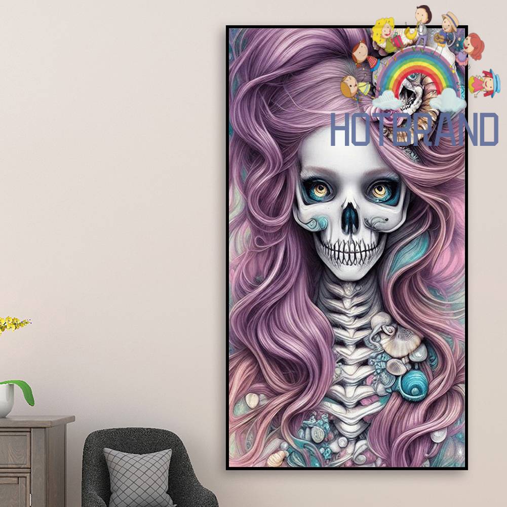 Tranh Đính Đá Kim Cương Toàn Bộ 5D DIY Hình Vẽ Bộ Xương Người Trang Trí Nhà Cửa