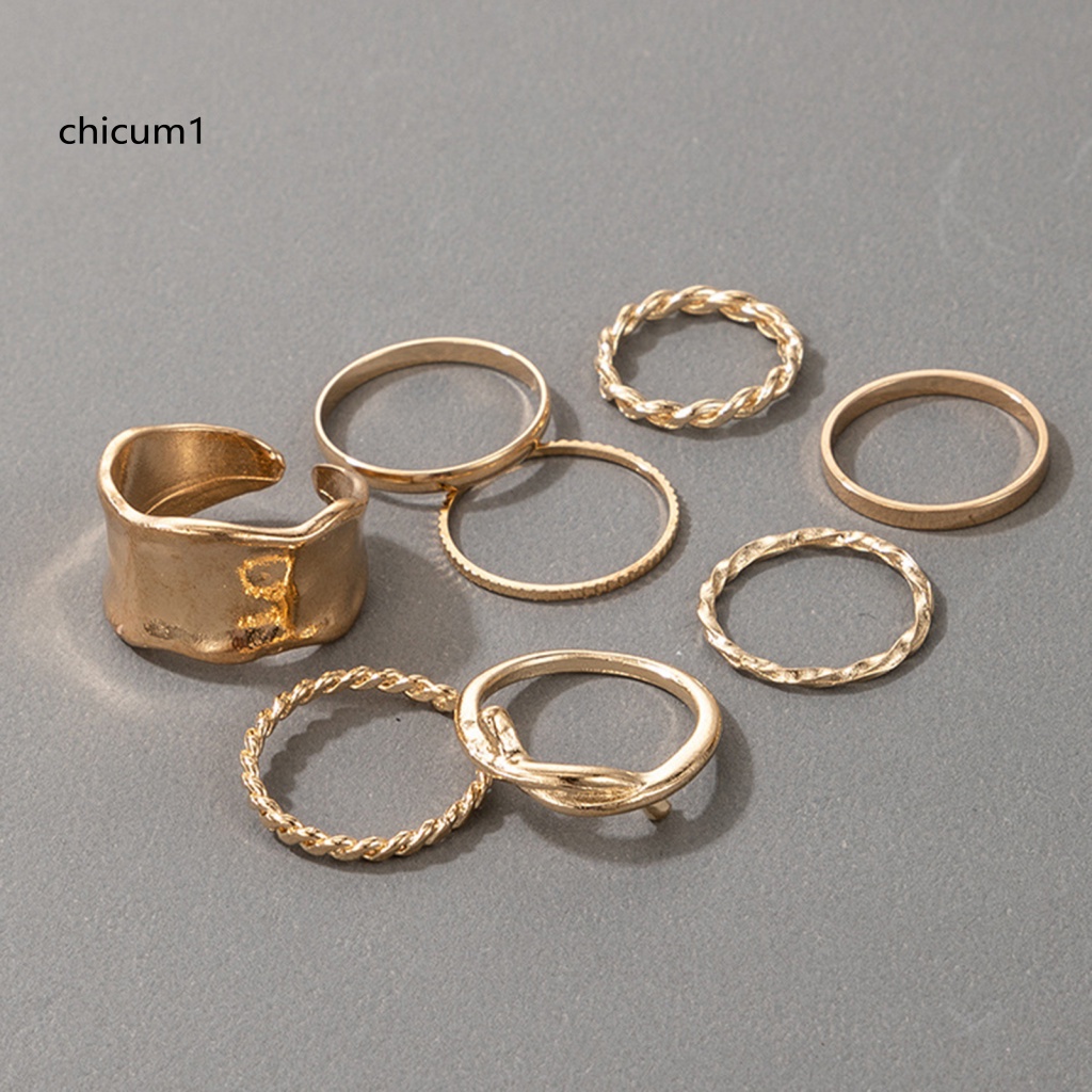 Set 8 Nhẫn Hợp Kim Kiểu Dáng Đơn Giản Thời Trang