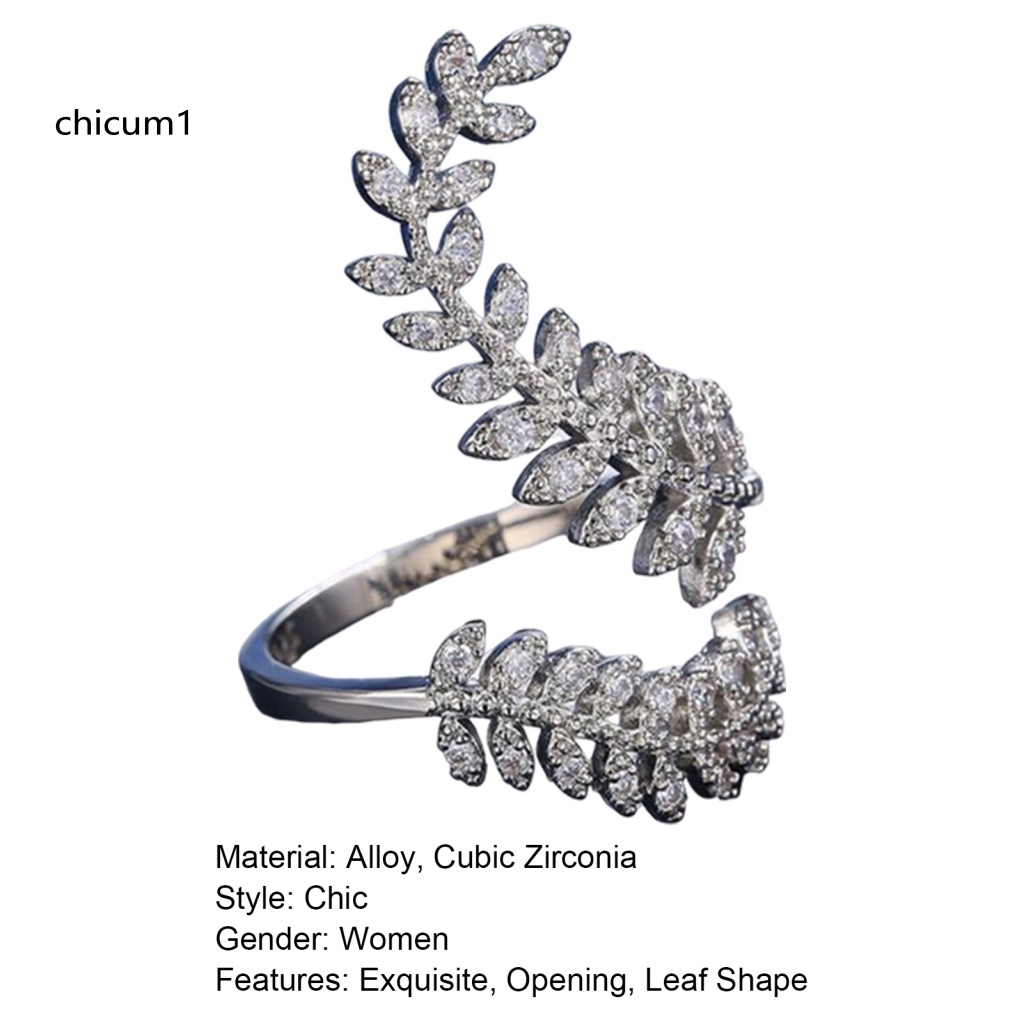 Nhẫn Đeo Tay CC Hình Chiếc Lá Màu Sắc Duyên Dáng Có Thể Điều Chỉnh Kích Thước