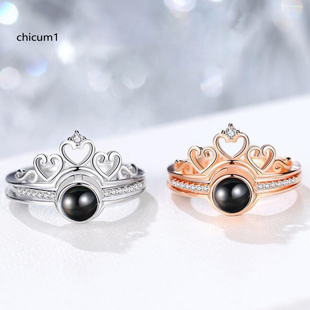 Set 2 Nhẫn Trái Tim Hai Trong Một Lấp Lánh