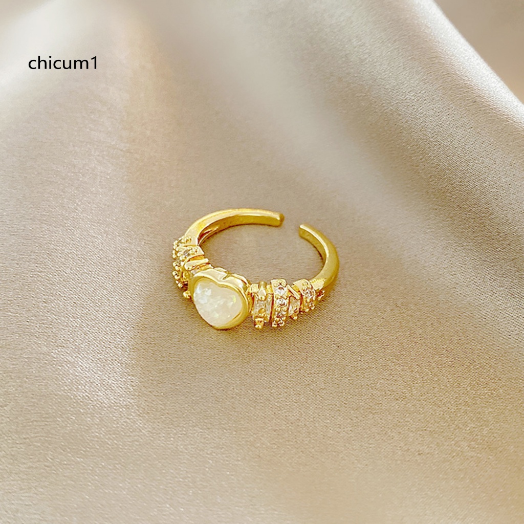 Nhẫn Hở Hình Trái Tim Đính Đá Pha Lê Nhân Tạo Thời Trang Cho Nữ