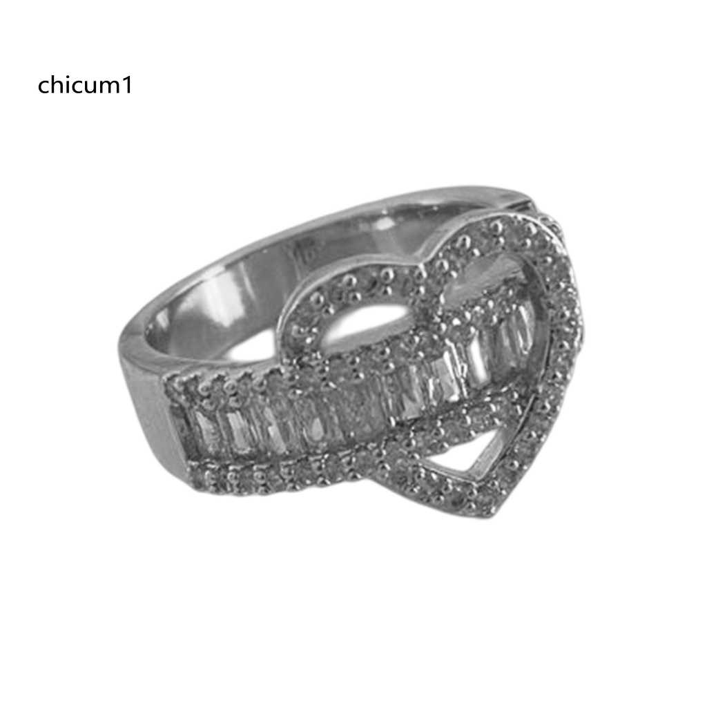 Nhẫn Đính Đá Zircon Hình Trái Tim Lấp Lánh Thời Trang Cho Nữ