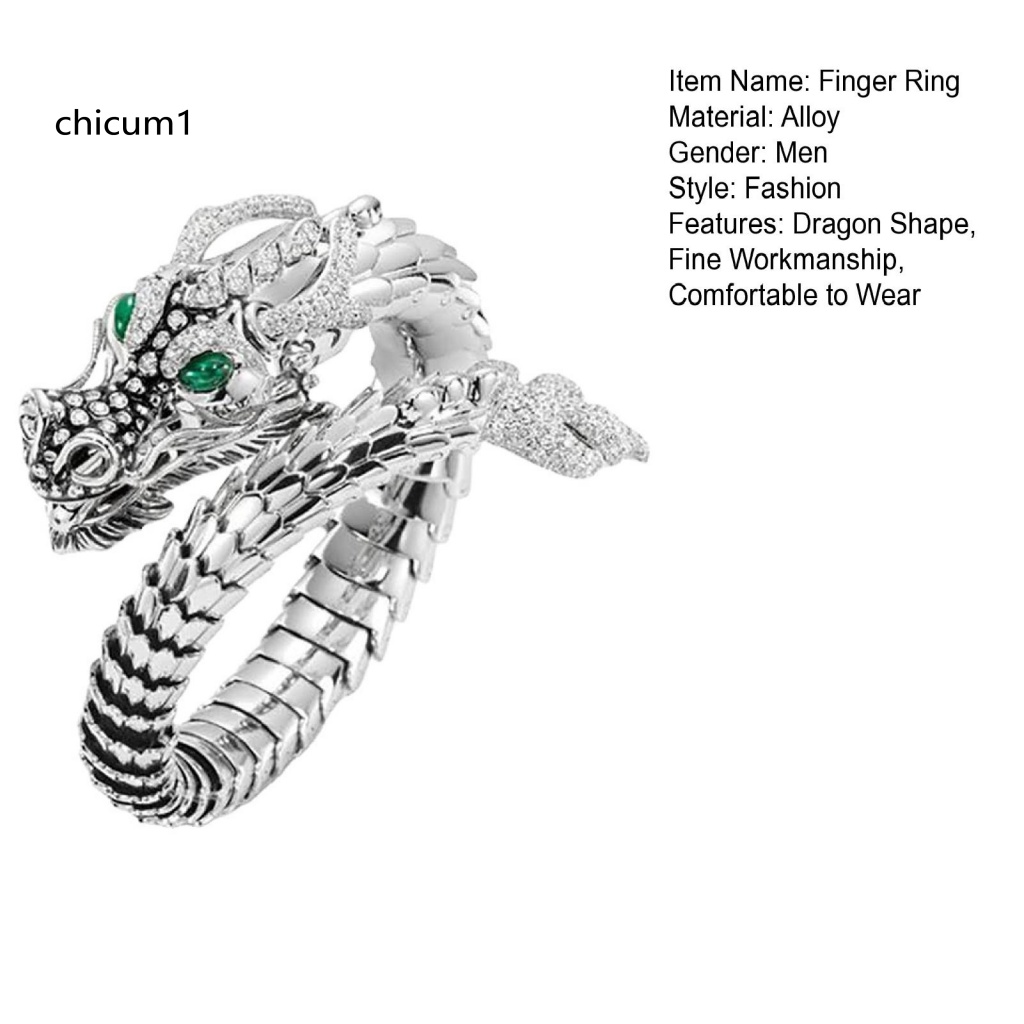 Nhẫn Hở Mạ Bạc Hình Rồng Cá Tính Thời Trang Cho Nam