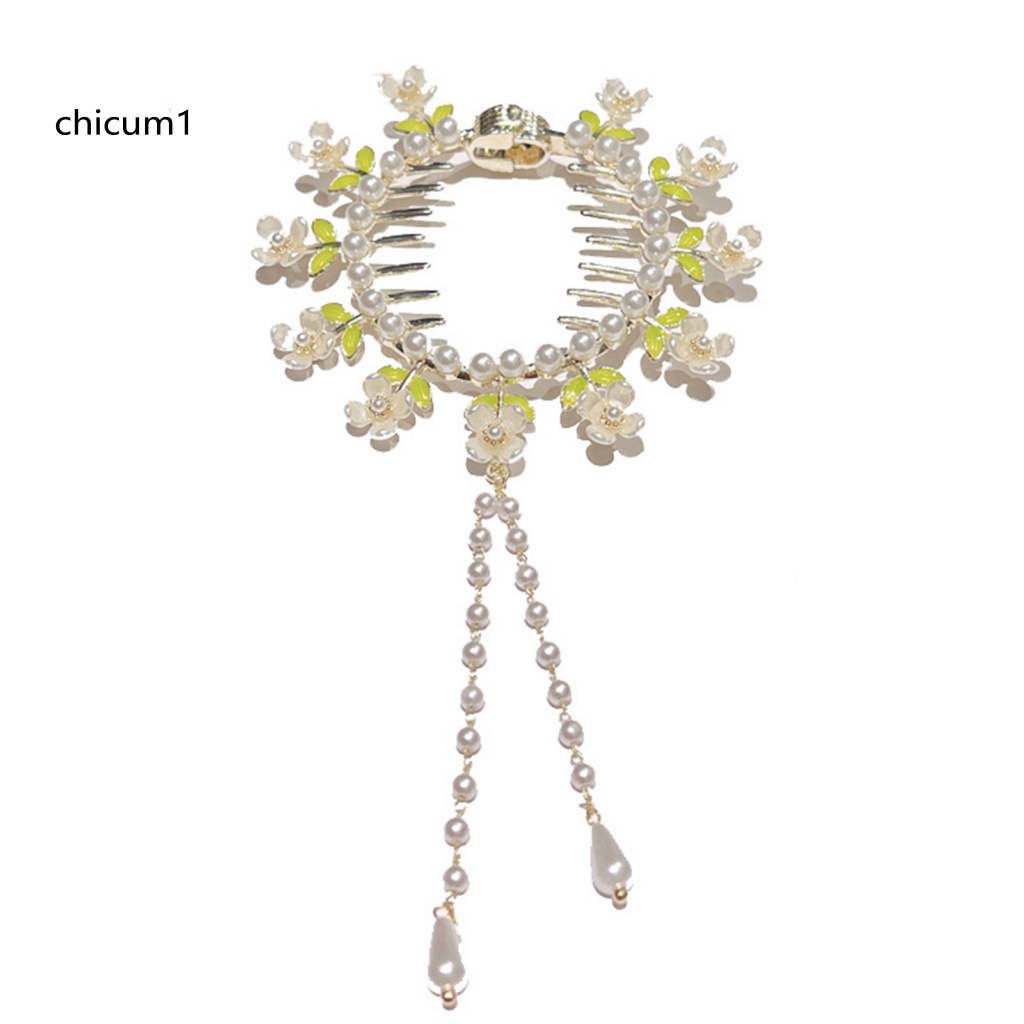 Kẹp Tóc Đính Ngọc Trai Giả Bằng Thép Không Gỉ Trang Trí Tóc Đuôi Ngựa Cho Nữ