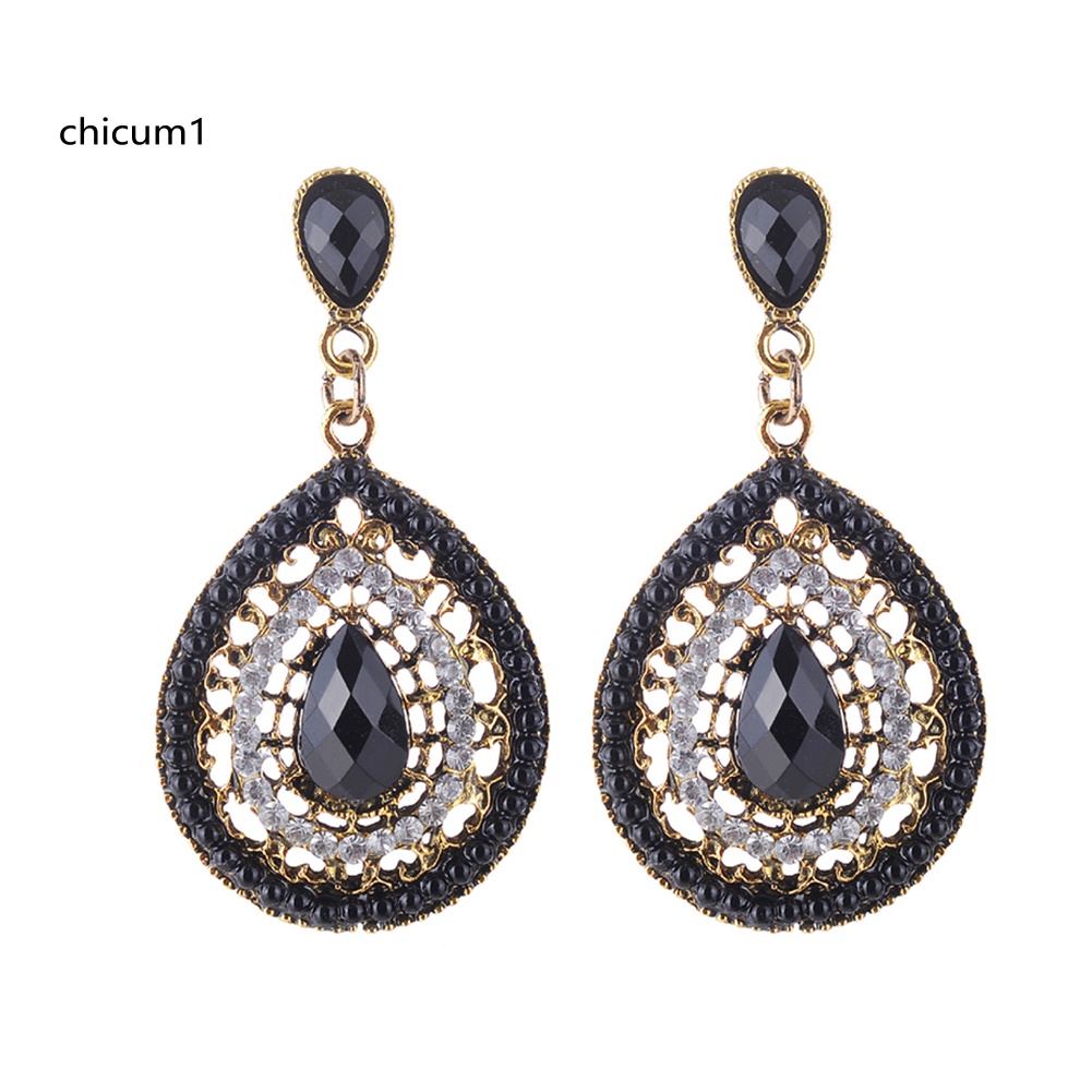 Khuyên Tai Chuỗi Đính Đá Hình Giọt Nước Phong Cách Boho