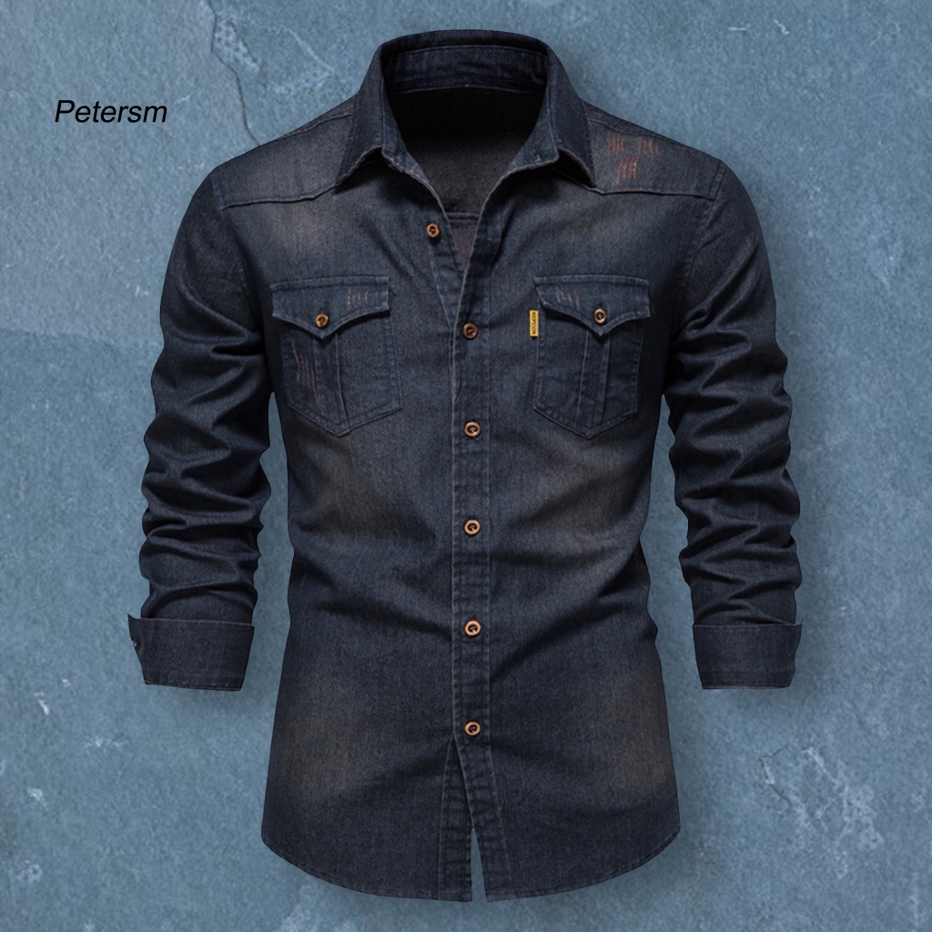 Áo Sơ Mi Denim Nhiều Túi Màu Sắc Thời Trang Xuân Hè Cho Nam