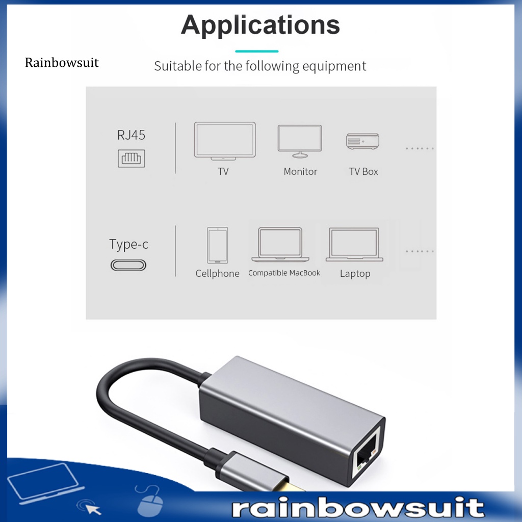 Cáp Chuyển Đổi Thẻ Mạng Lan Type-C Sang RJ45 Dài 100M Chống Nhiễu Cho MacBook