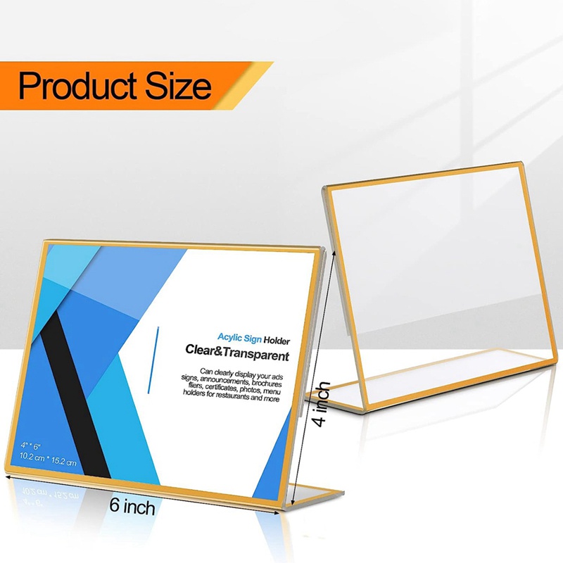 Bộ 12 Giá Đỡ Biển Số Xe Cưới Bằng Acrylic Hai Mặt Khung Màu Vàng Kích Thước 4X6Inch