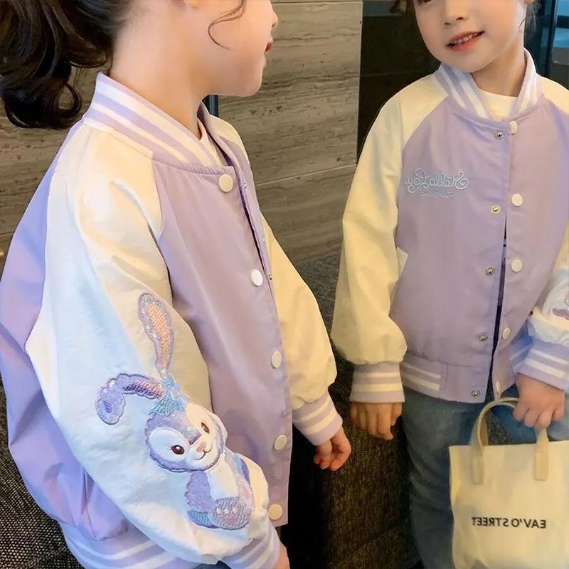 Áo Khoác Bóng Chày Tay Dài In Hoạt Hình Dành Cho Bé Gái