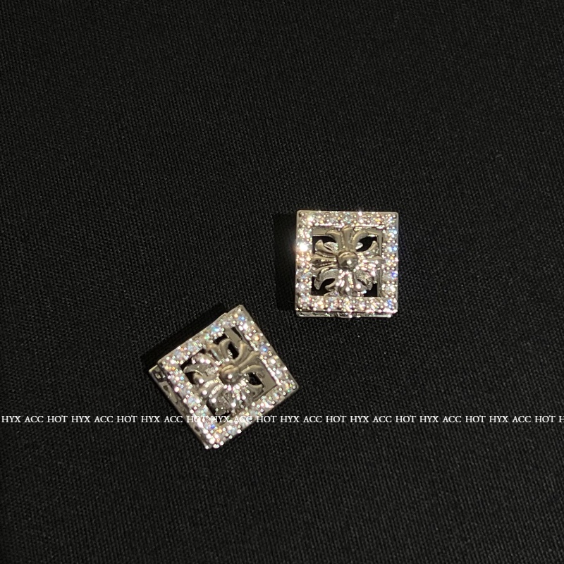 Bông Tai Dạng Vòng Hình Thánh Giá Đính Đá Zircon Lấp Lánh Unisex