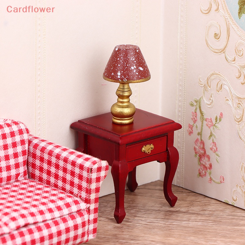 Mô Hình Đèn Bàn Màu Đỏ Phong Cách Retro Cho Nhà Búp Bê 1: 12 Mới