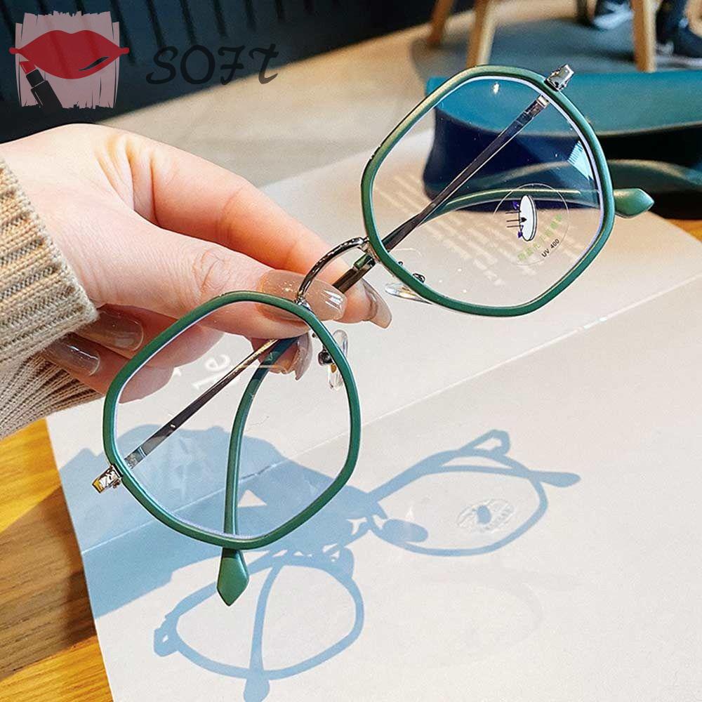 SOFTNESS Mắt Kính Gọng Tròn Siêu Nhẹ Chống Ánh Sáng Xanh Bằng Kim Loại Thời Trang Cho Nam Và Nữ