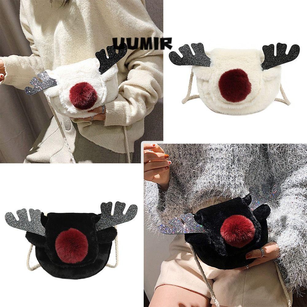 UUMIR Túi Xách Lông Nhung Mềm Mại Hình Tuần Lộc Giáng Sinh Cho Nữ