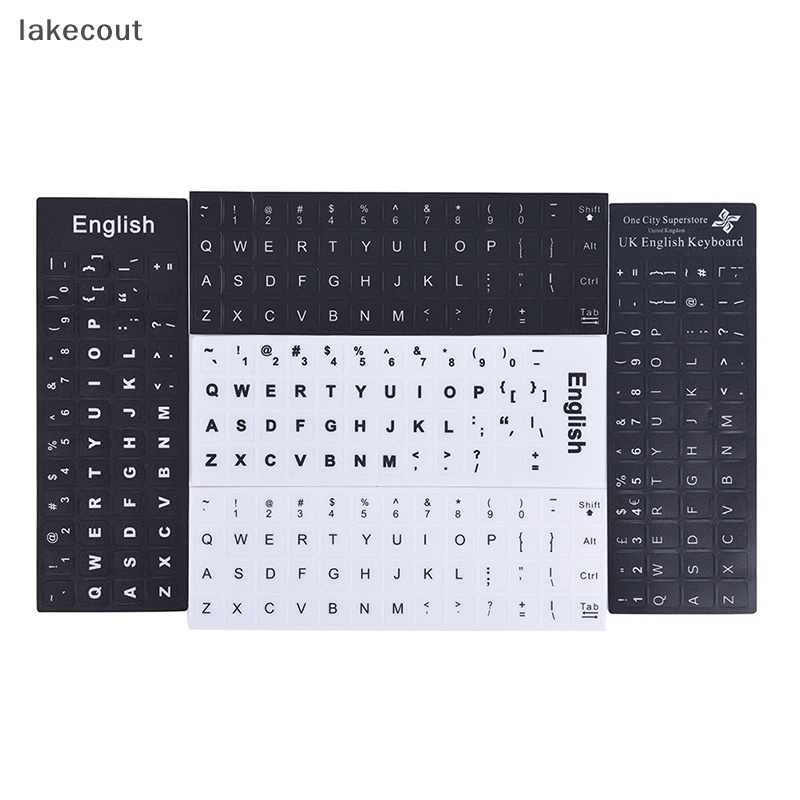 Miếng Dán Bàn Phím Máy Tính Laptop Chữ Tiếng Anh Màu Trắng Đen