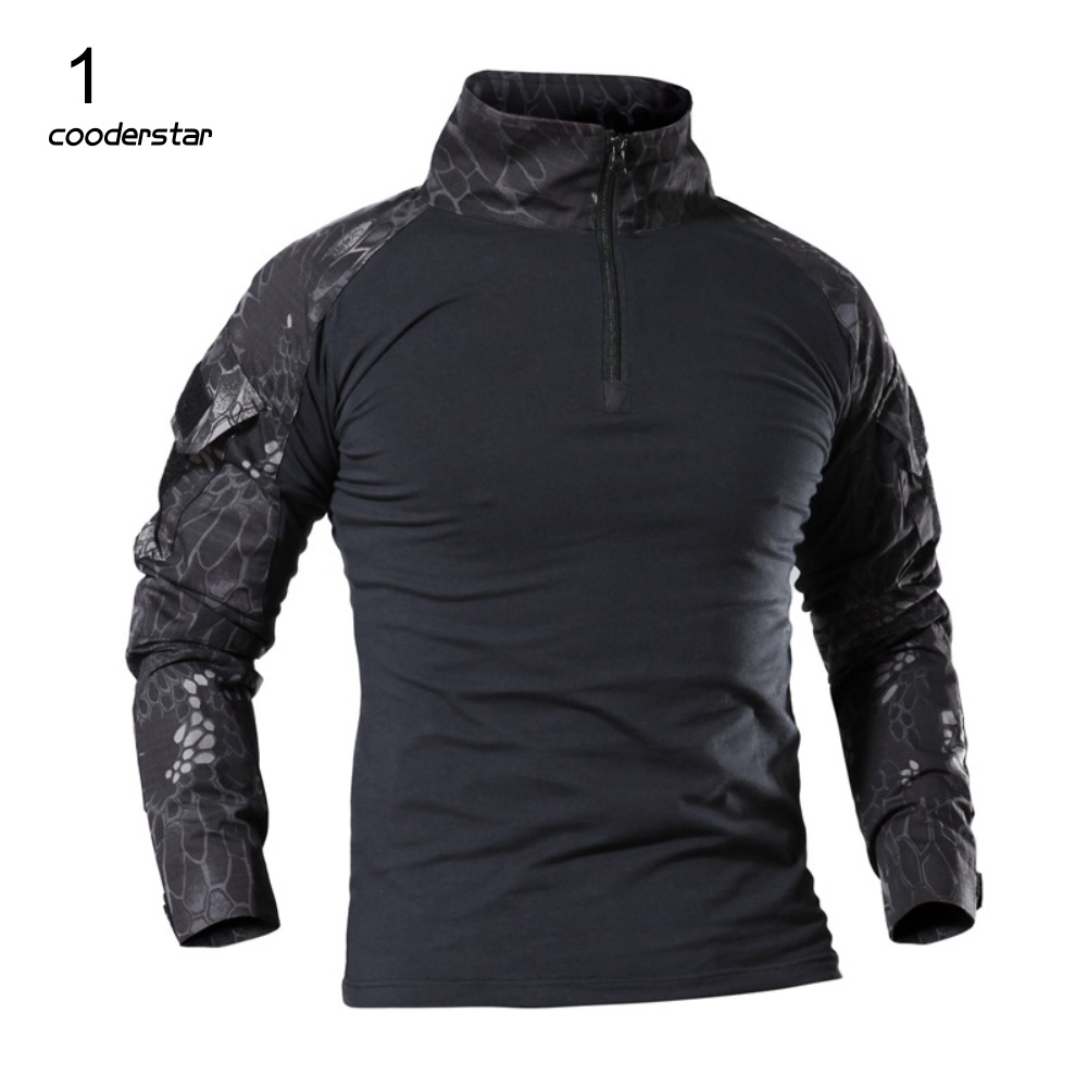 Áo Sơ Mi Tay Dài Họa Tiết Rằn Ri Phối Khóa Kéo Thời Trang Cho Nam