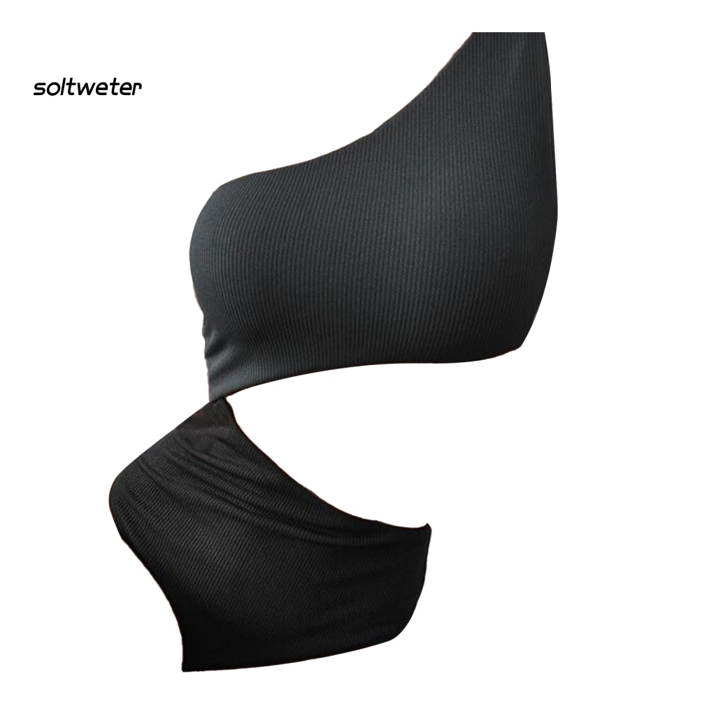 Bộ Đồ Bơi Bikini 2 Mảnh Màu Trơn Có Đệm Ngực Gợi Cảm Cho Nữ