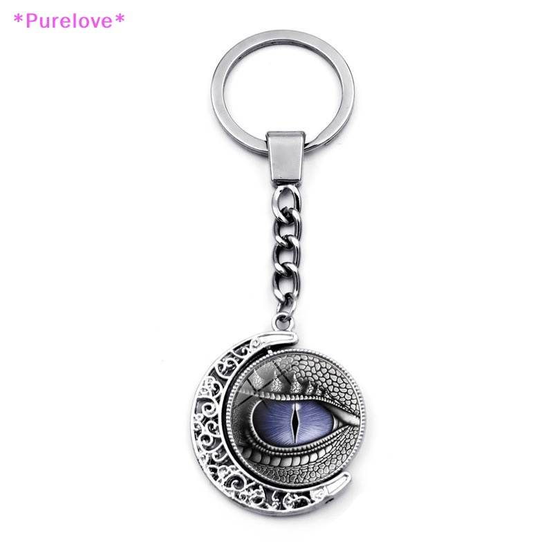 Móc Khóa Đính Đá Quý Hai Mặt Họa Tiết Mặt Trăng Sáng Tạo Phong Cách Vintage Mới