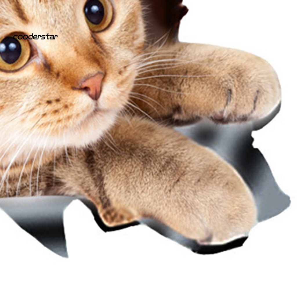 Sticker Dán Xe Hơi Tạo Hiệu Ứng 3D Chống Nước Không Phai Hình Mèo Dễ Thương