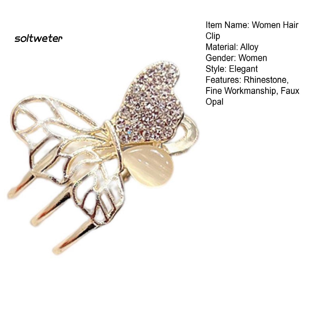 Kẹp Tóc Càng Cua Hình Hoa / Bướm Đính Đá Opal Mini Chống Trượt Tạo Kiểu Tóc Thời Trang Cho Nữ