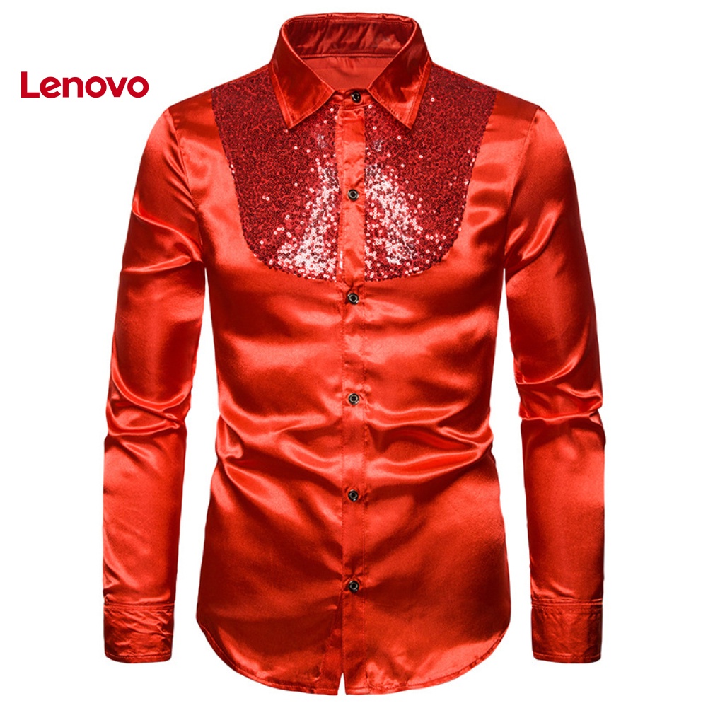 Áo Sơ Mi Nam Dài Tay Màu Sắc Trơn Hình Hoa Hướng Dương Đính Kim Sa Lấp Lánh