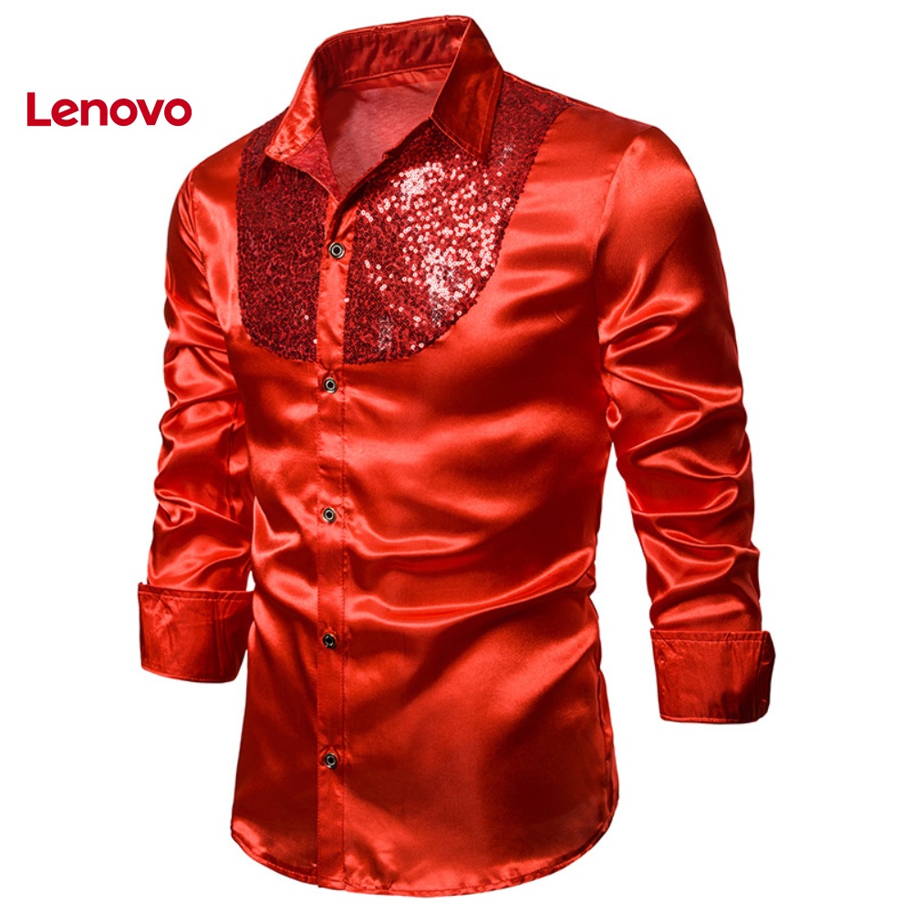 Áo Sơ Mi Nam Dài Tay Màu Sắc Trơn Hình Hoa Hướng Dương Đính Kim Sa Lấp Lánh