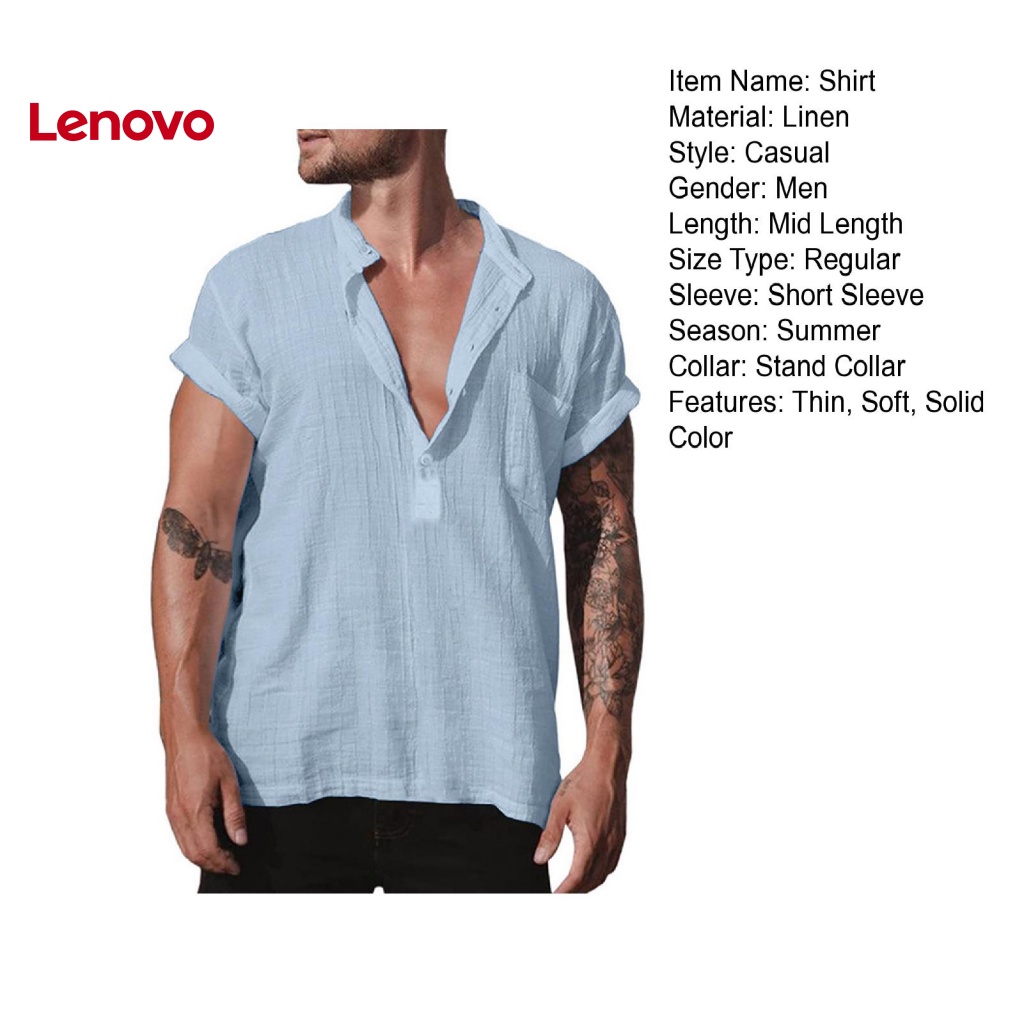 Áo Sơ Mi Cổ Đứng Tay Ngắn Màu Trơn Họa Tiết Hoa Hướng Dương Phối Nút Thời Trang Mùa Hè Cho Nam