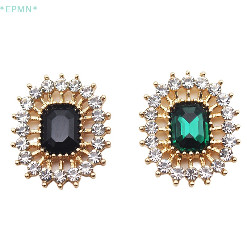 Nút Hợp Kim Hình Chữ Nhật Phẳng Đính Đá Pha Lê Trang Trí Kẹp Quần Áo / Giày Trang Sức Vintage DIY Mới