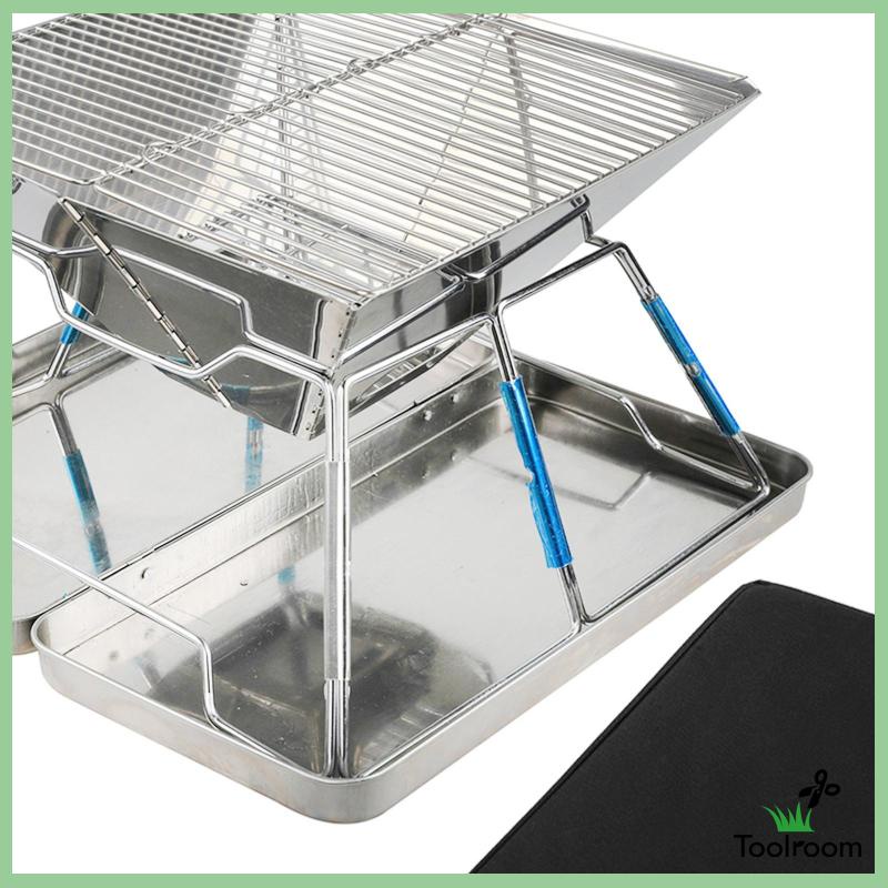 Vỉ Nướng Bbq Bằng Thép Không Gỉ Có Thể Gấp Gọn Tiện Dụng Cho Gia Đình / Đi Biển / Cắm Trại
