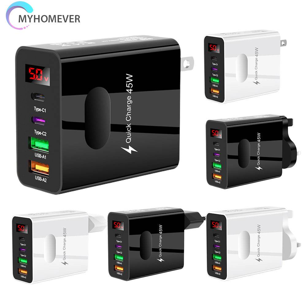 Bộ SạC Nhanh 45W 2 CổNg USB 4 CổNg DàNh Cho iPhone 14 Xiaomi Samsung