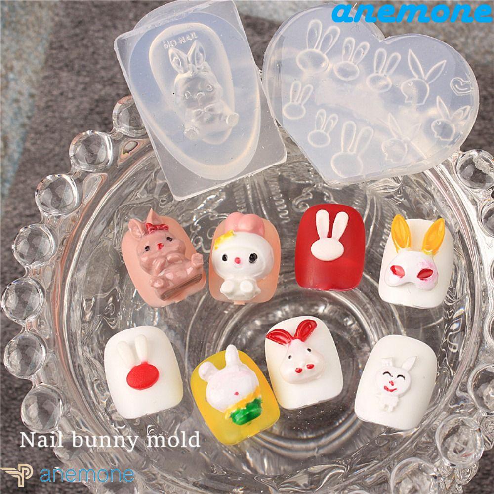 ANEMONE Khuôn Silicone Nhấn Móng Hình Thỏ 3D