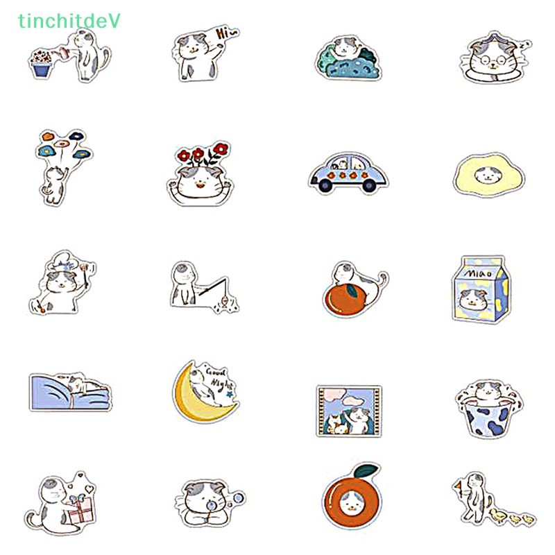 Bộ 40 Miếng Dán PVC Hình Mèo Mập Hoạt Hình Graffiti Trang Trí Vali Đàn Guitar