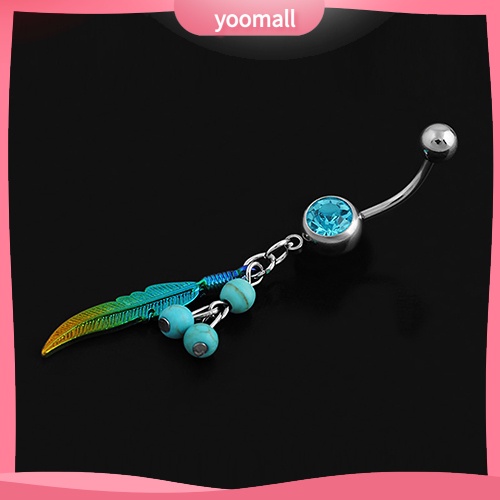 Khuyên Rốn Dạng Thanh Tạ Hình Chiếc Lá Nhiều Màu Sắc