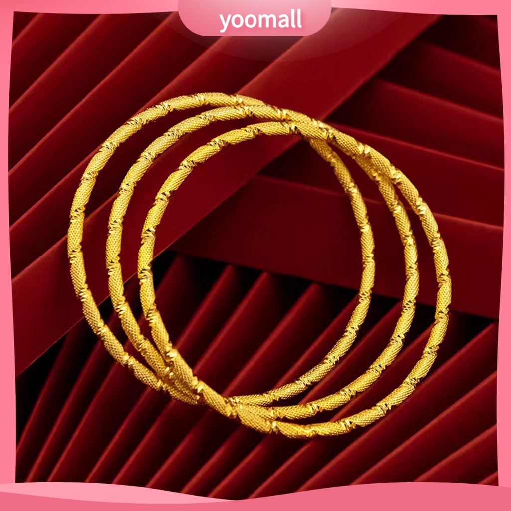 [YM] Set 3 Vòng Tay Bắt Mắt Màu Vàng Đồng Thau Tinh Tế Quyến Rũ Tinh Tế Hằng Ngày Cho Nữ Giới