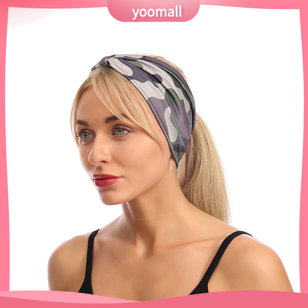 Băng Đô Bản Rộng Chống Mồ Hôi In Họa Tiết Hoa Rằn Ri Dùng Khi Tập Gym Dành Cho Nữ