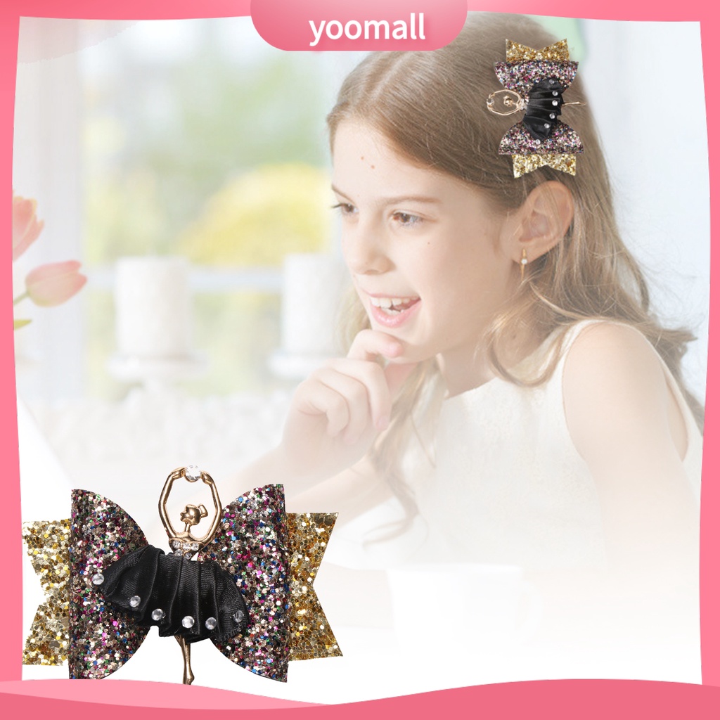 Kẹp Tóc Hình Nơ Đính Kim Sa Lấp Lánh Dễ Thương Cho Bé Gái