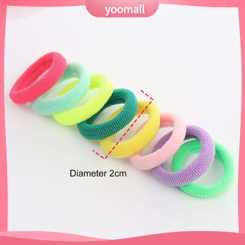 Set 100 Dây Buộc Tóc Co Giãn Chống Rơi Màu Sắc Kẹo Ngọt Dành Cho Trẻ Em