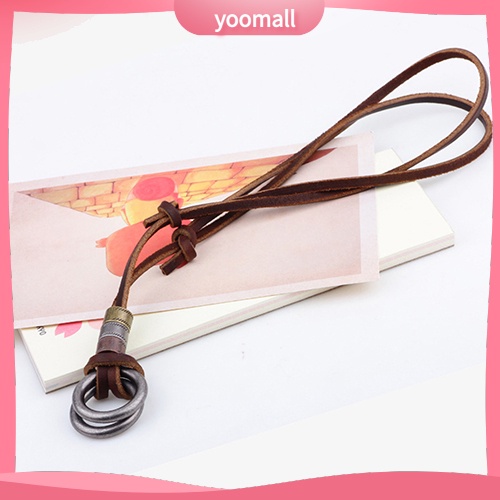 Vòng cổ Giả Da Hai Lớp Mặt Tròn Phong Cách Retro Thời Trang Cho Nam