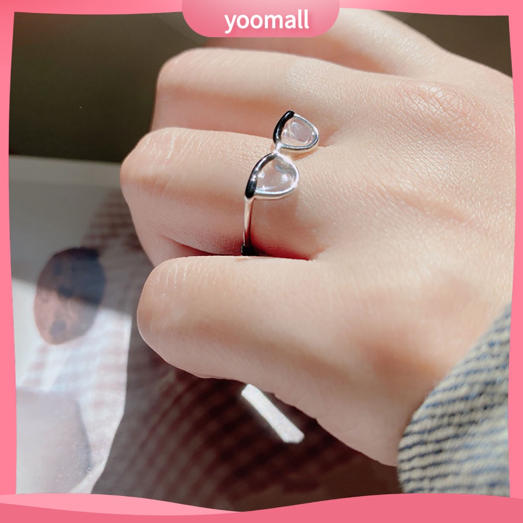 [YM] Nhẫn Dạng Mở Mặt Kính Có Thể Điều Chỉnh Cho Nữ Mặc Hàng Ngày