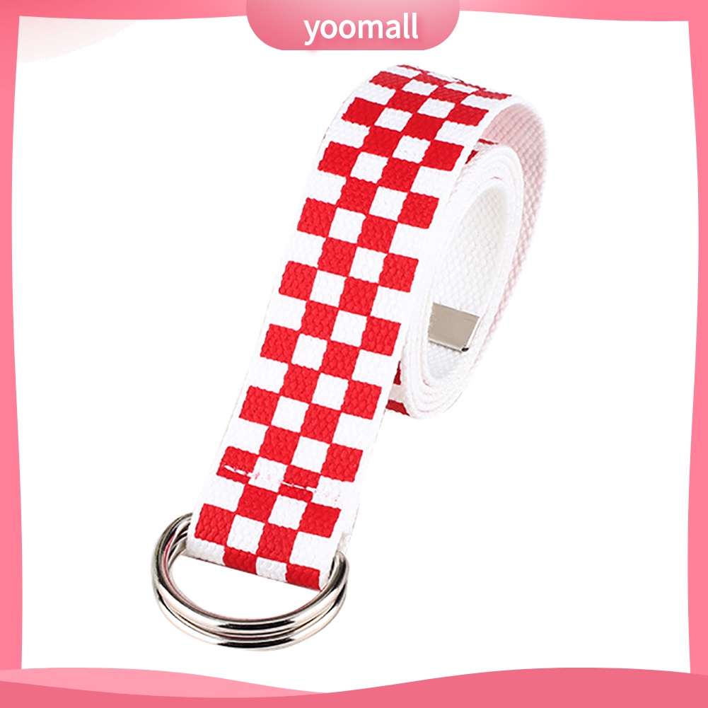 Thắt Lưng Vải Canvas Họa Tiết Kẻ Sọc / Chữ D Thời Trang Cho Nam Và Nữ